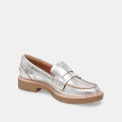 Dolce Vita ARABEL LOAFERS SILVER DISTRESSED LEATHER -Dolce Vita DOLCEVITA FLATS ARABEL SILVERDISTRESSEDLEATHER 08