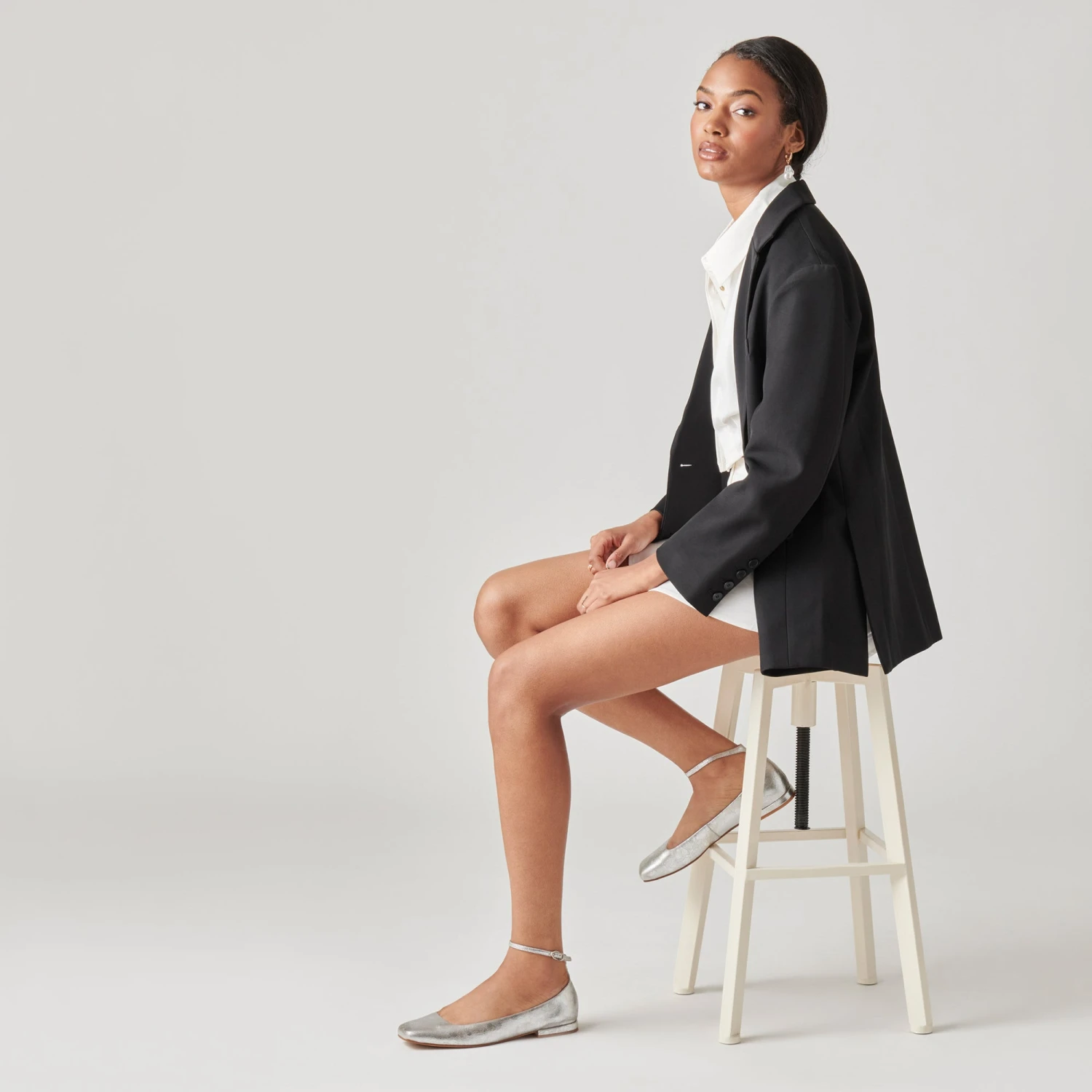 Dolce Vita ASHYA BALLET FLATS SILVER DISTRESSED LEATHER 4 Dolce Vita ASHYA BALLET FLATS SILVER DISTRESSED LEATHER - Image 2