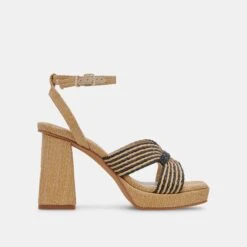 Dolce Vita ARIES HEELS BLACK NATURAL RAFFIA