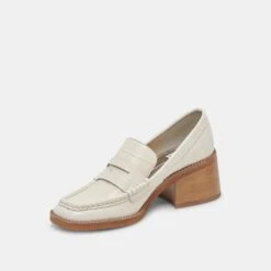 Dolce Vita TALIE LOAFERS IVORY EMBOSSED LEATHER -Dolce Vita DOLCEVITA HEELS TALIE IVORYEMBOSSEDLEATHER 09